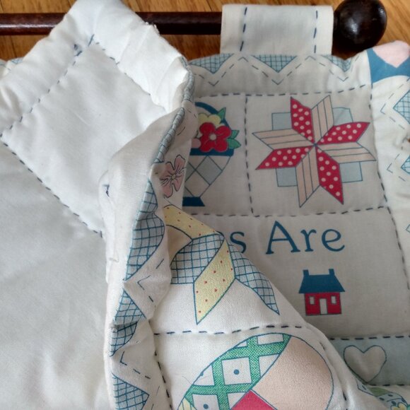 Vintage Puffy Quilted Wall Hanging "Simple Pleasures Are Life's Treasures" SMALL - Picture 5 of 12